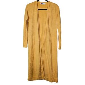 Free People Beach XS Mustard Yellow Long Duster Open Cardigan Jacket Bicoastal